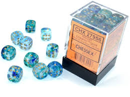 Dice Chessex 12D6 Nebula:  Oceanic / Gold
