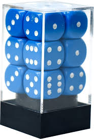 Dice Chessex 12D6 Opaque:  Light Blue/White