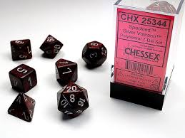 Dice Chessex 7-Dice Set Speckled:  Silver Volcano