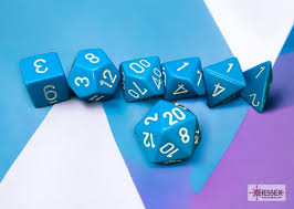 Dice Chessex 7-Dice Set Opaque: Light Blue / White