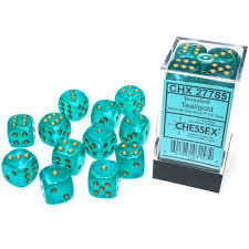Dice Chessex 12D6 Borealis:  Teal/Gold