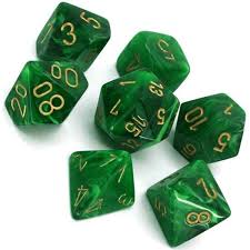 Dice Chessex 7-Dice Set Vortex: Green / Gold