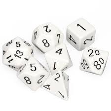 Dice Chessex 7-Dice Set Opaque:  White / Black