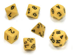 Dice Chessex 7-Dice Set Opaque:  Yellow / Black