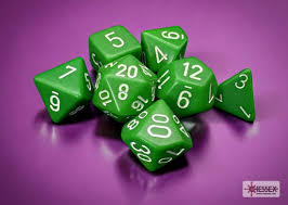 Dice Chessex 7-Dice Set Opaque:  Green / White