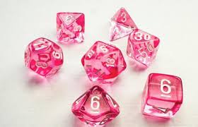 Dice Chessex 7-Dice Set Translucent:  Pink / White