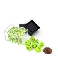 Dice Chessex 7-Dice Set Mini Vortex:  Bright Green / Black