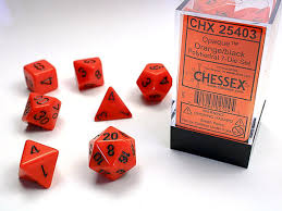 Dice Chessex 7-Dice Set Opaque:  Red / Black