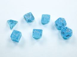 Dice Chessex 7-Dice Set Mini Luminary:  Sky / Silver
