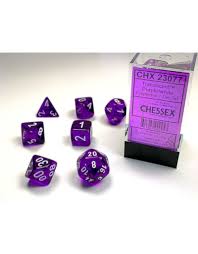 Dice Chessex 7-Dice Set Mini Translucent:  Purple / White