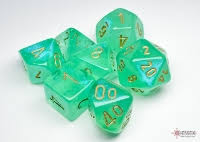 Dice Chessex 7-Dice Set Borealis:  Light Green / Gold