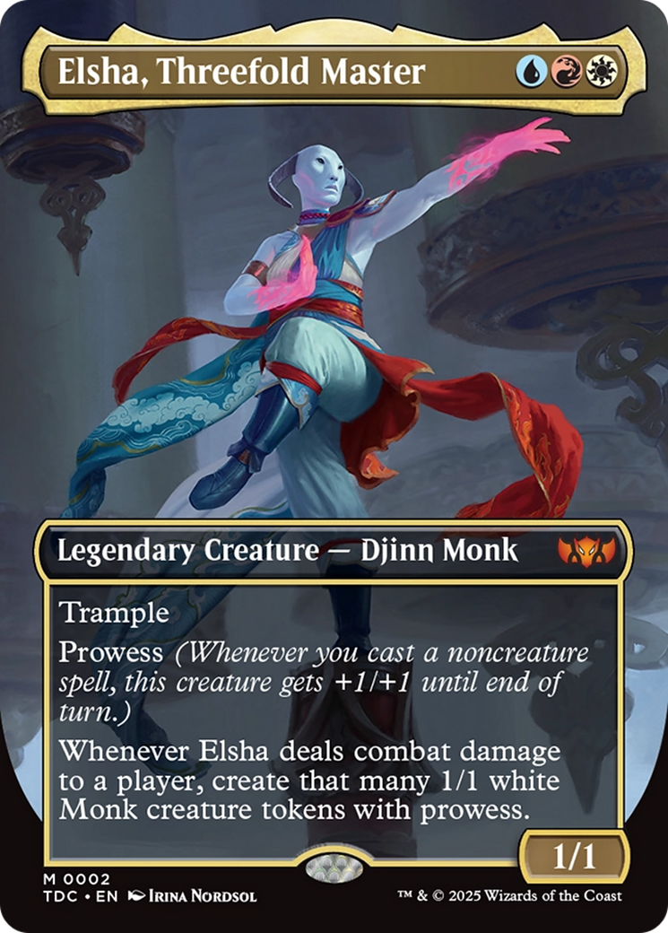 Elsha, Threefold Master (TDC-002) - Commander: Tarkir: Dragonstorm (Borderless) Foil