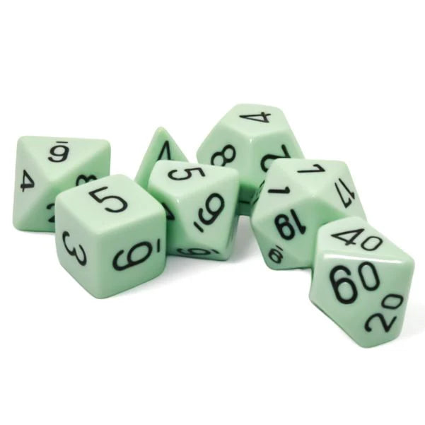 Dice Chessex 7-Dice Set Opaque:  Pastel Green / Black